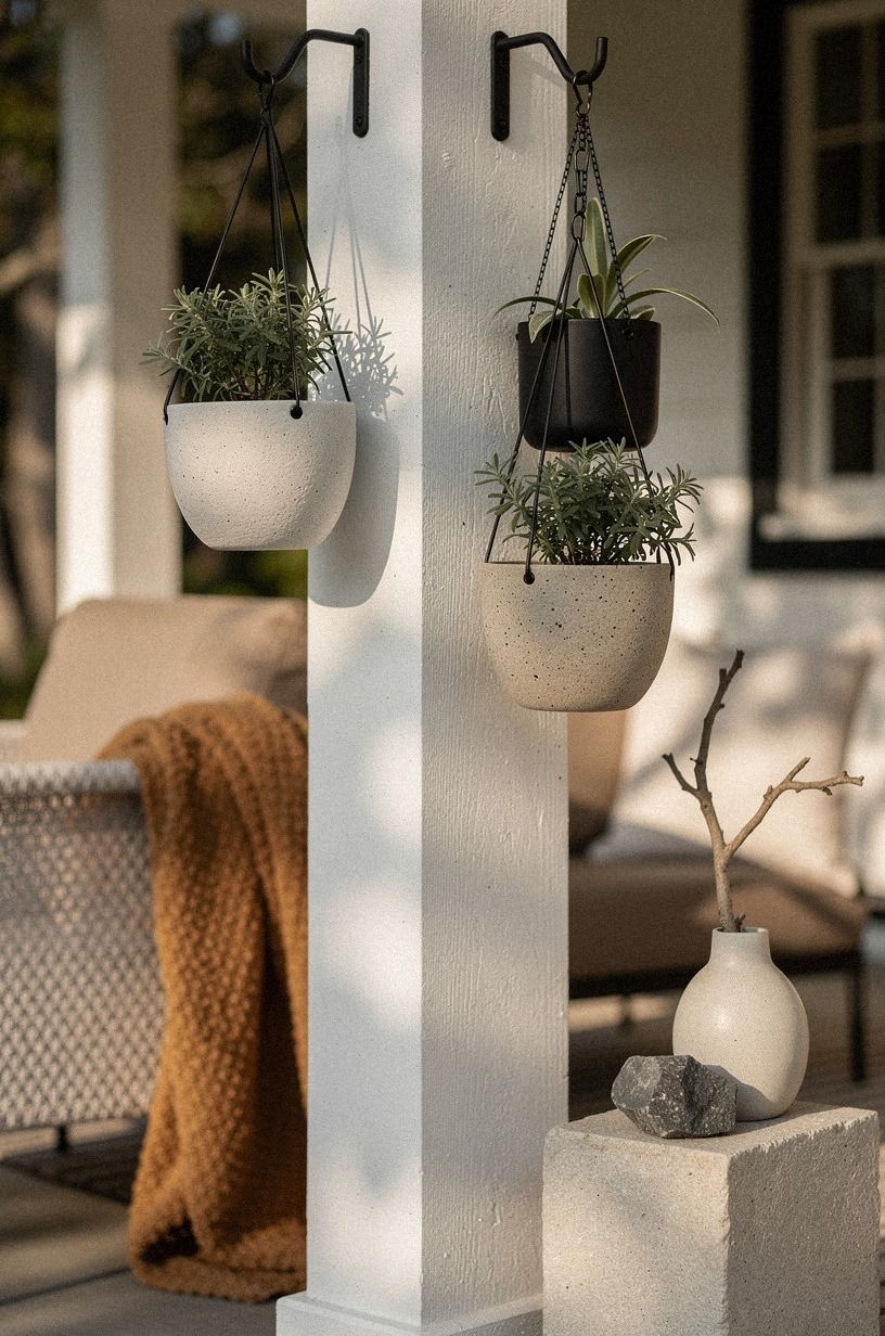 Hang planters where the post can carry them
