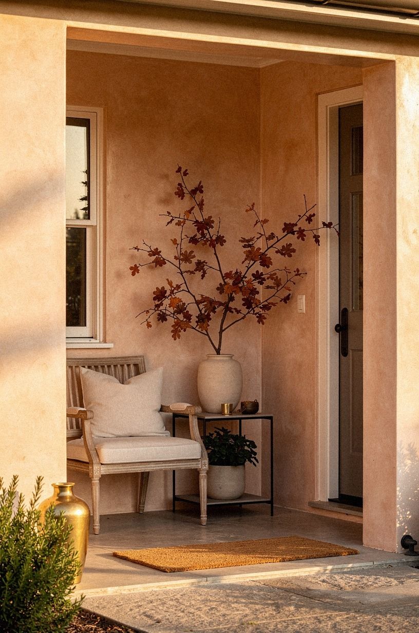 Mix Portico Decorating Ideas With One Seasonal Branch