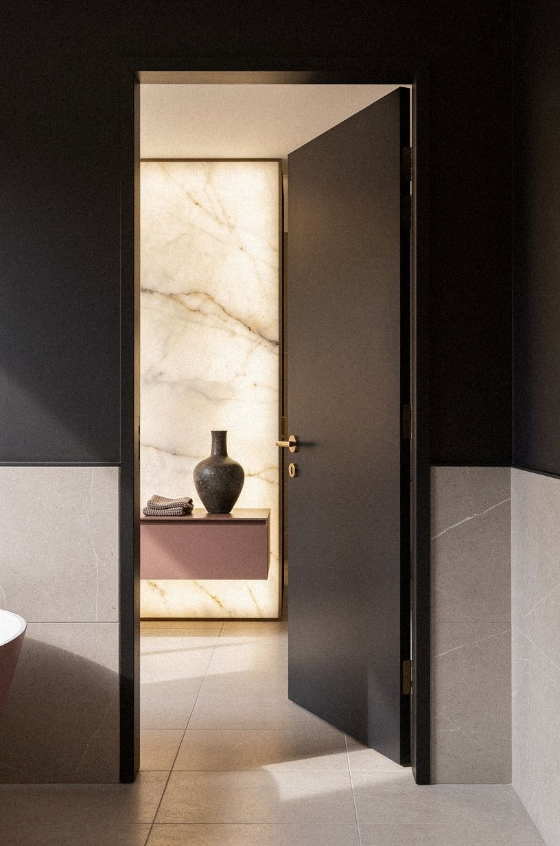 Balance dark paint over pale tile