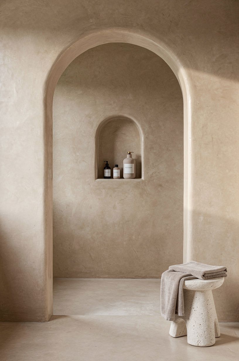 Frame the Open Shower with a Plaster Arch