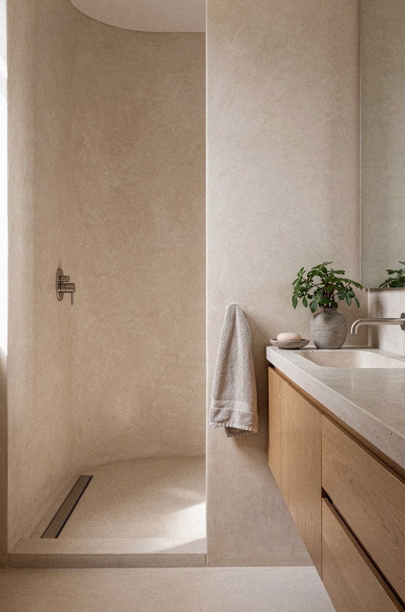 16 Tadelakt & Limestone Open Shower Ideas for Seamless, Earthy Walls That Feel Like a Spa