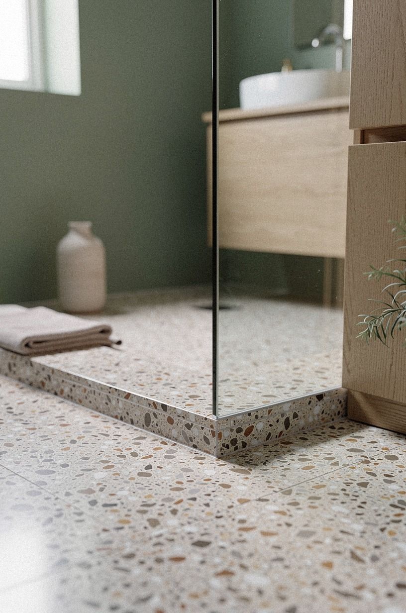 Swap a glass door for an open shower threshold