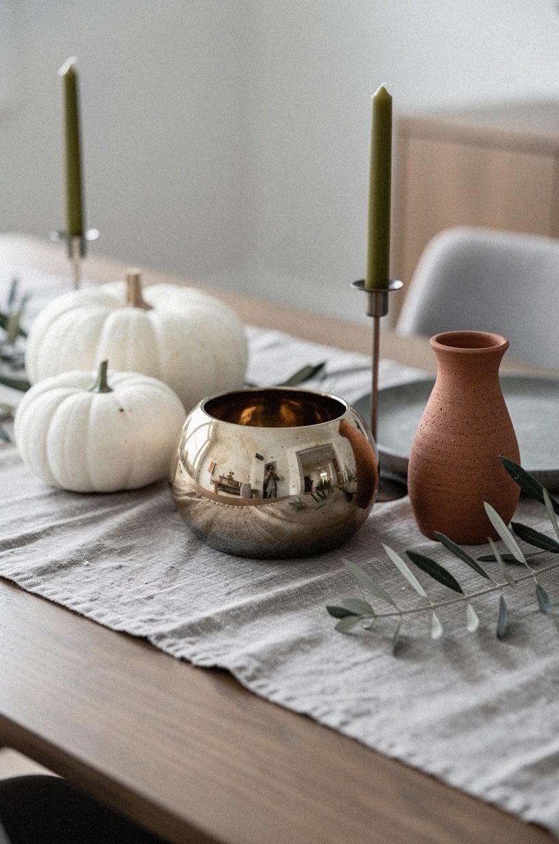 Mix White Pumpkins With Burnished Metal