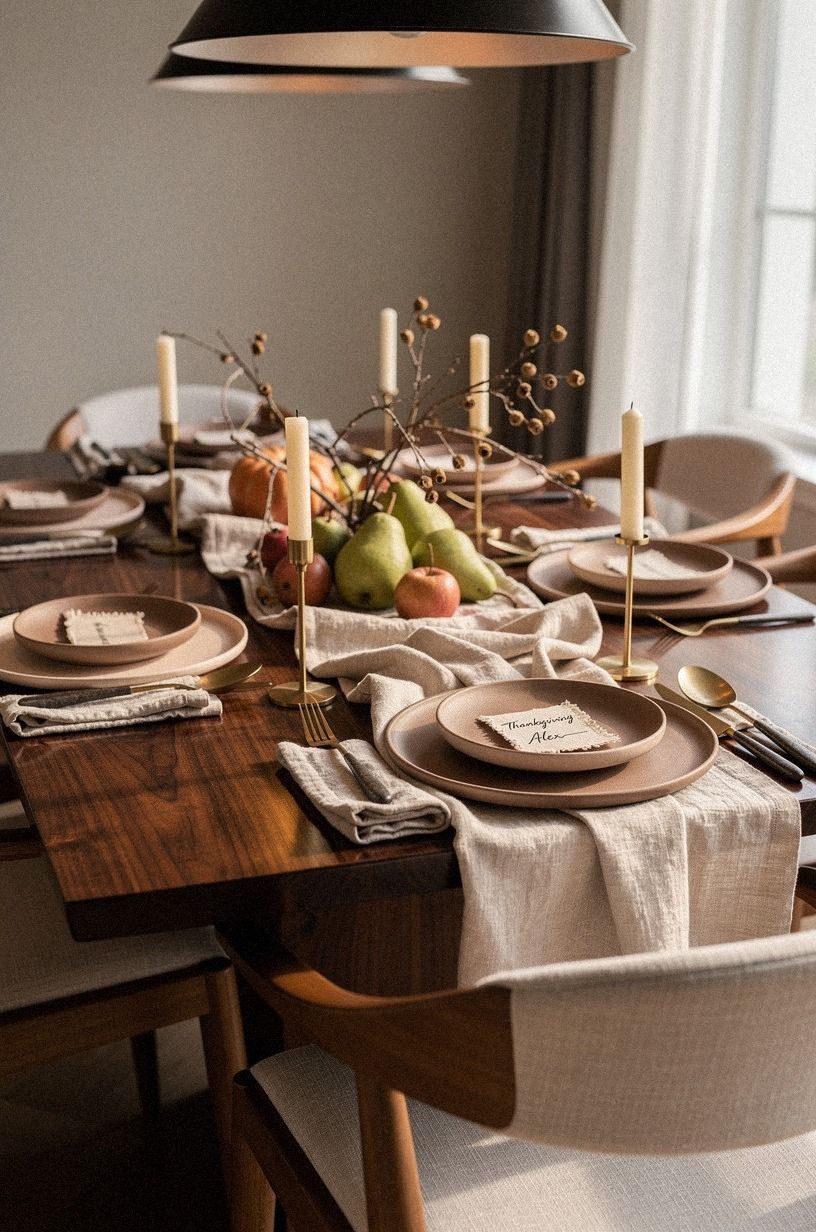 Swap White Plates for Earthy Thanksgiving Table Setting