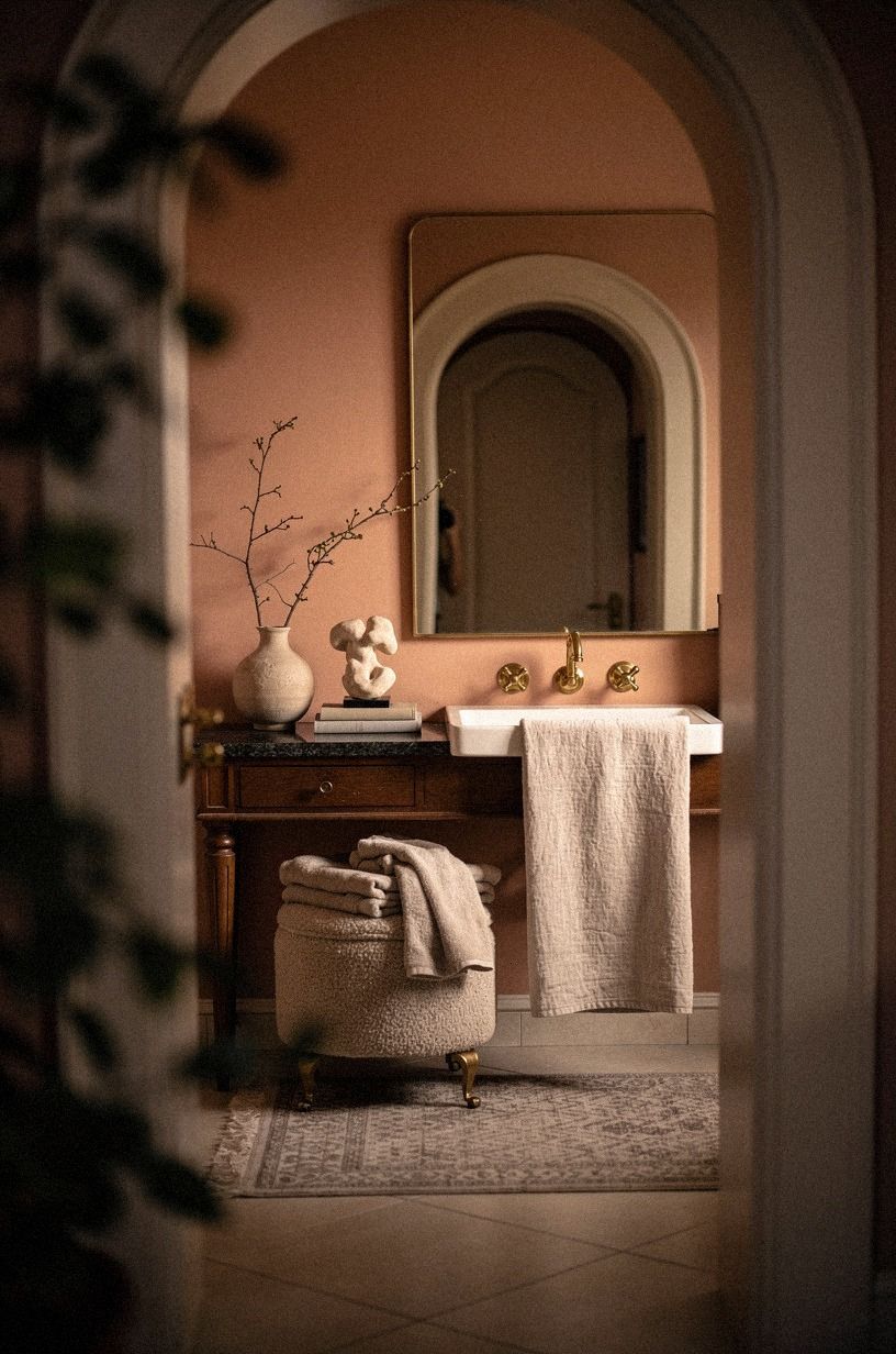 Layer Belgian Flax Linen Beside the Basin