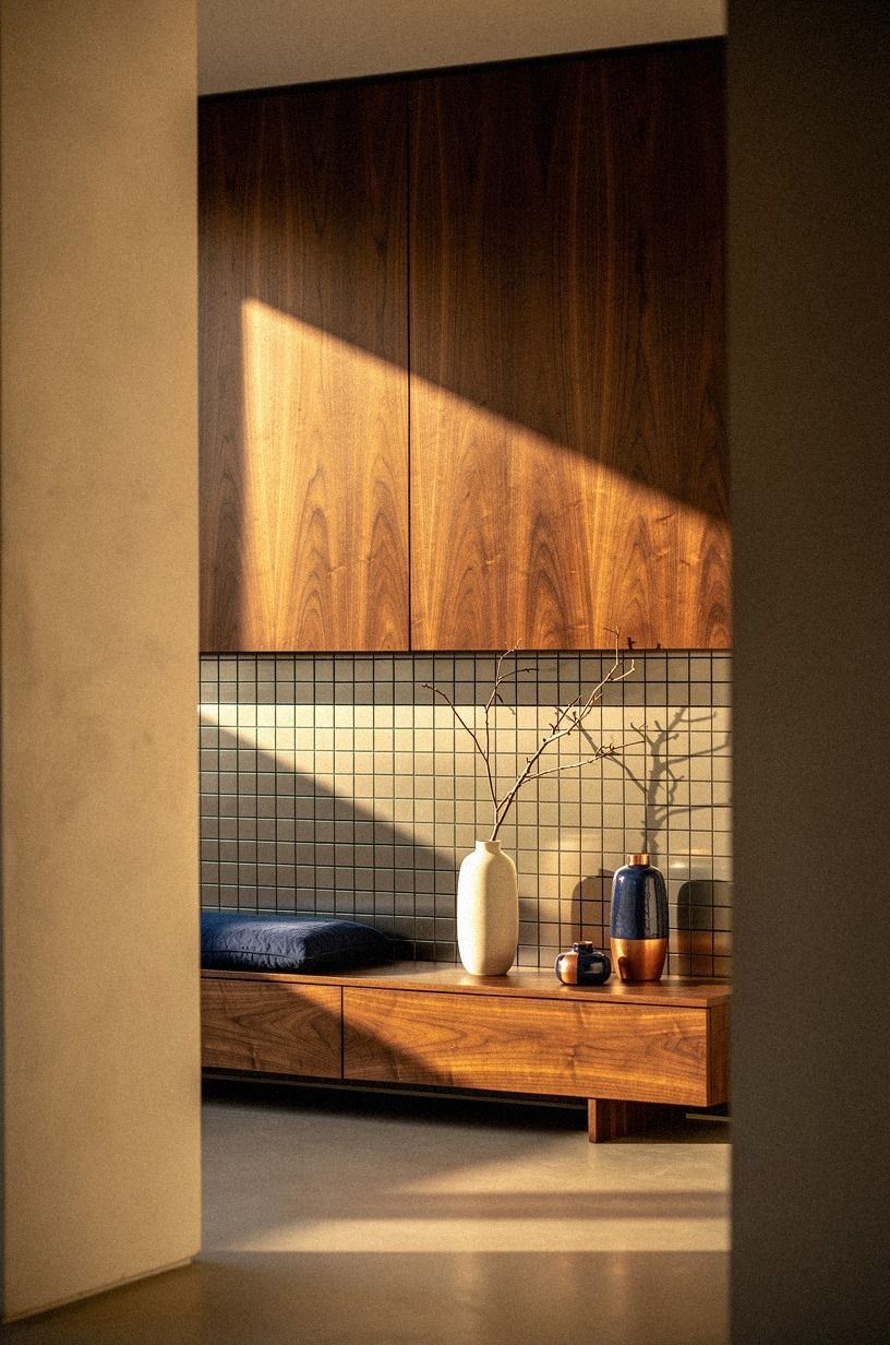 Matte Black Grout Against Bright Metal
