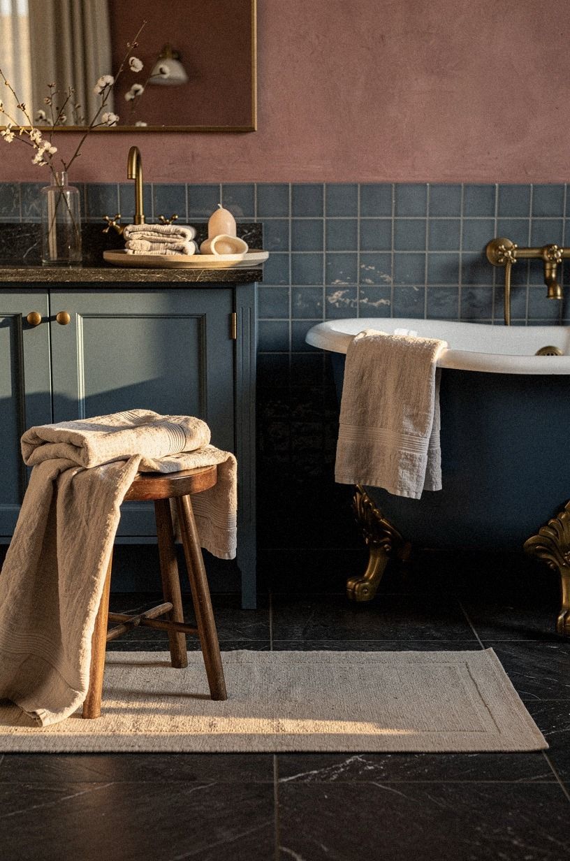 Can vintage blue bathroom ideas look modern too?
