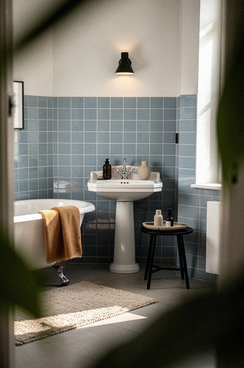 Edit the vintage blue bathroom around one focal point