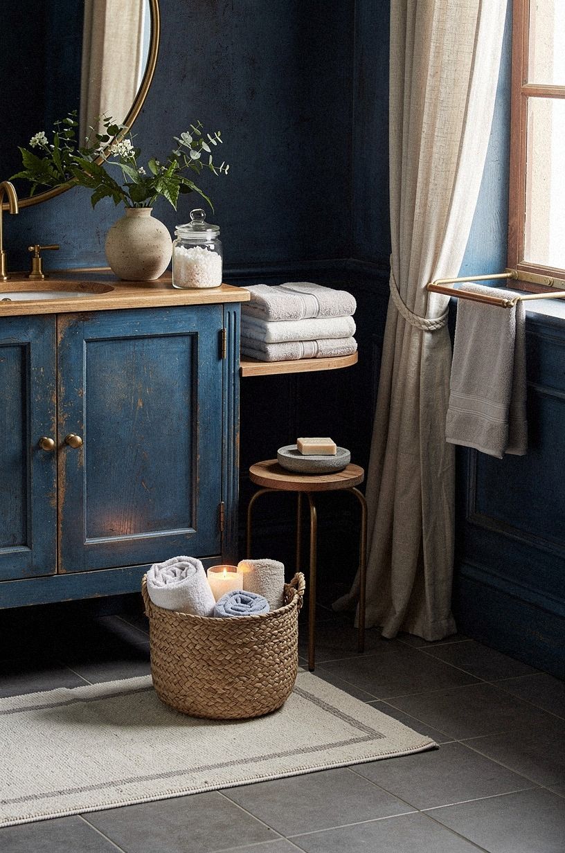 Layer vintage bathroom decorating ideas with warm white