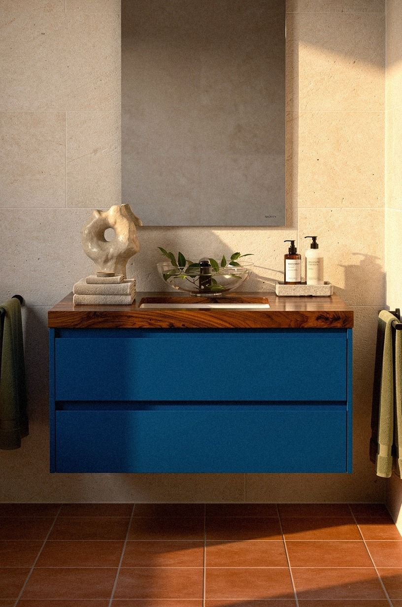 Paint the vanity in a richer blue