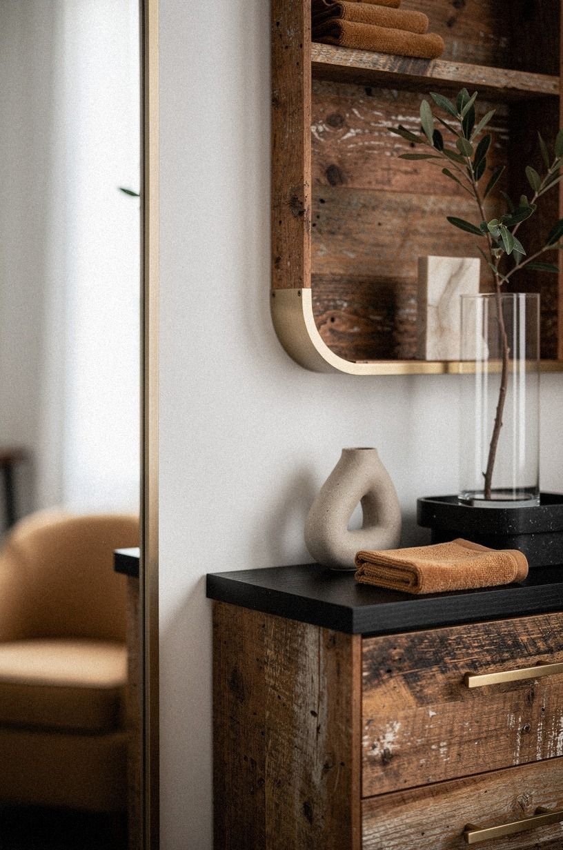 Frame the mirror with a narrow metal edge