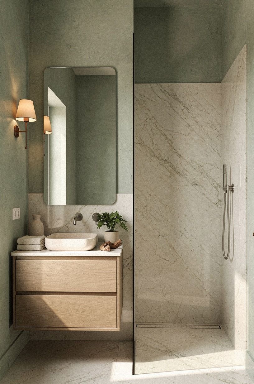 Frame Shower Marble With a Quiet Color Field
