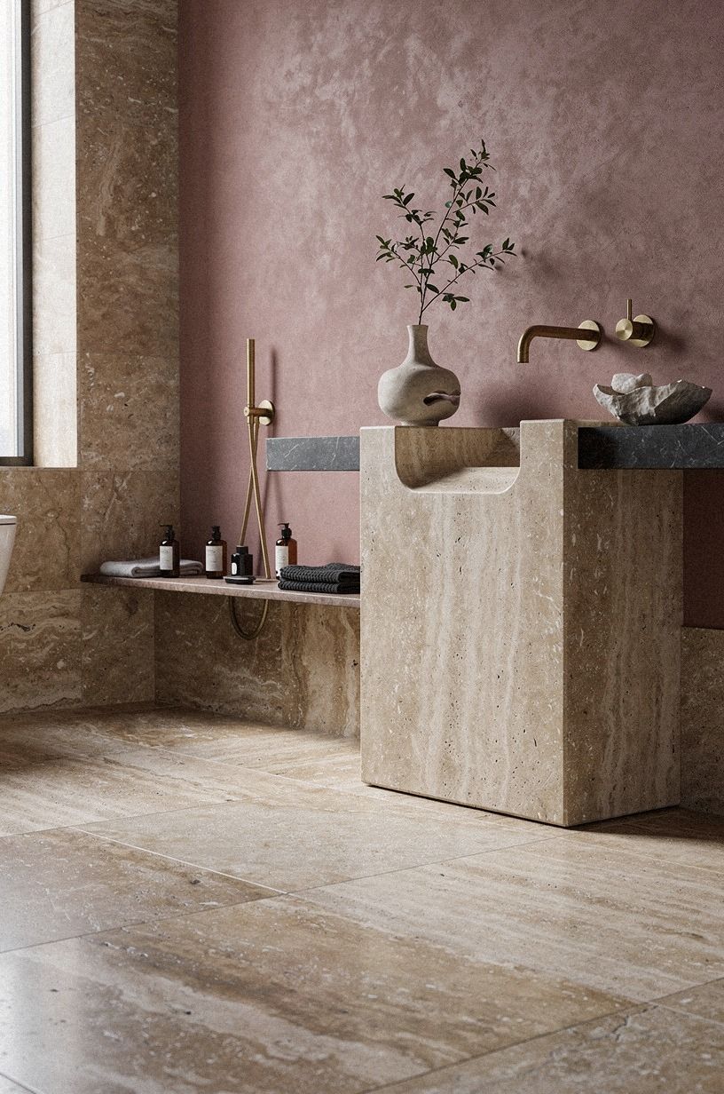 12 Travertine & Marble Bathroom Looks for Layered Luxury That Feels Collected