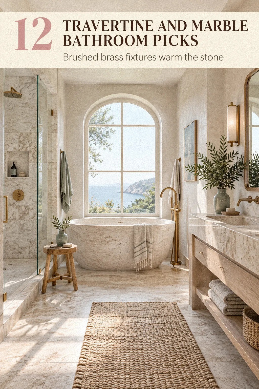 Pool Rail Removable 12 Travertine & Marble Bathroom Looks for Layered Luxury That Feels ...