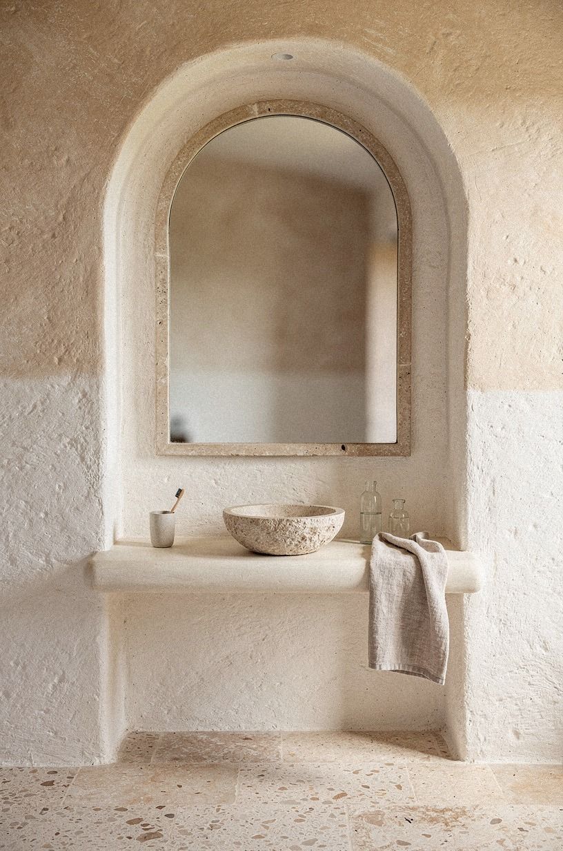 Build the Bathroom Wall Divider with Limewash Texture