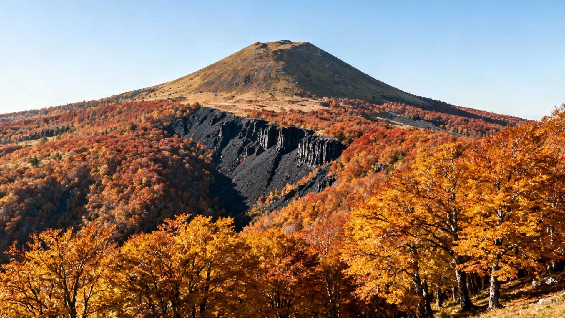 Entre mi-octobre et début novembre, 80 volcans auvergnats se parent d'or
