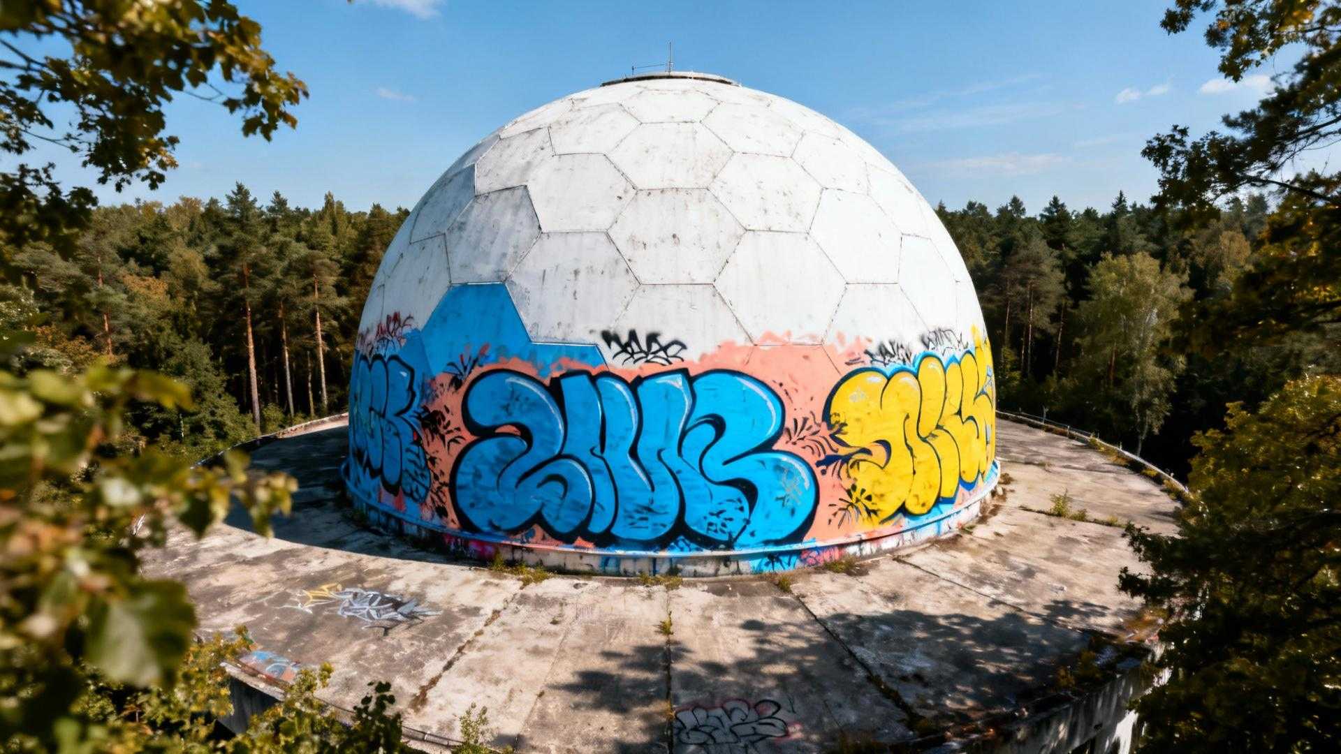 Dans ce dôme d'espionnage NSA, 427 œuvres de street art remplacent les antennes
