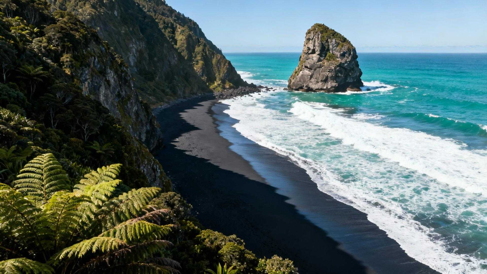 À 45 minutes d'Auckland, cette plage de sable noir attire 500 000 visiteurs contre 2,64 millions à Bondi

