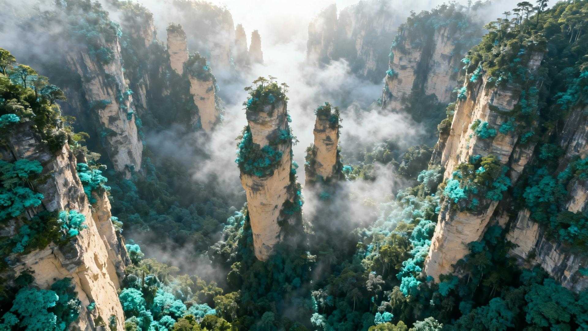 3 000 piliers de grès percent les nuages comme dans Avatar pour 30 euros
