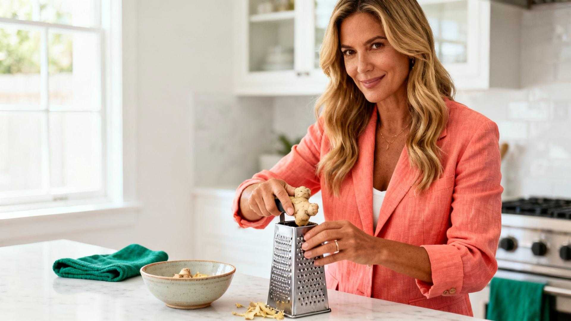 1 cuillère de gingembre frais dans 250 ml d'eau à 37°C réduit les ballonnements de 30% en 7 jours
