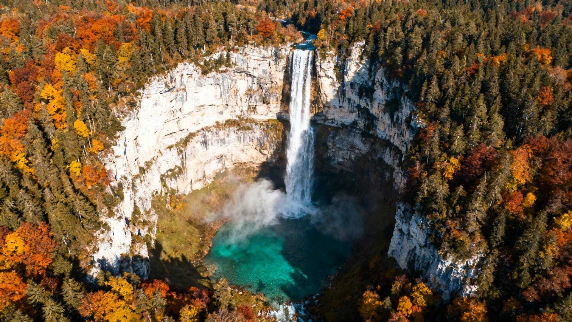 À 60 mètres sous la cascade du Jura, vous pouvez marcher derrière la chute