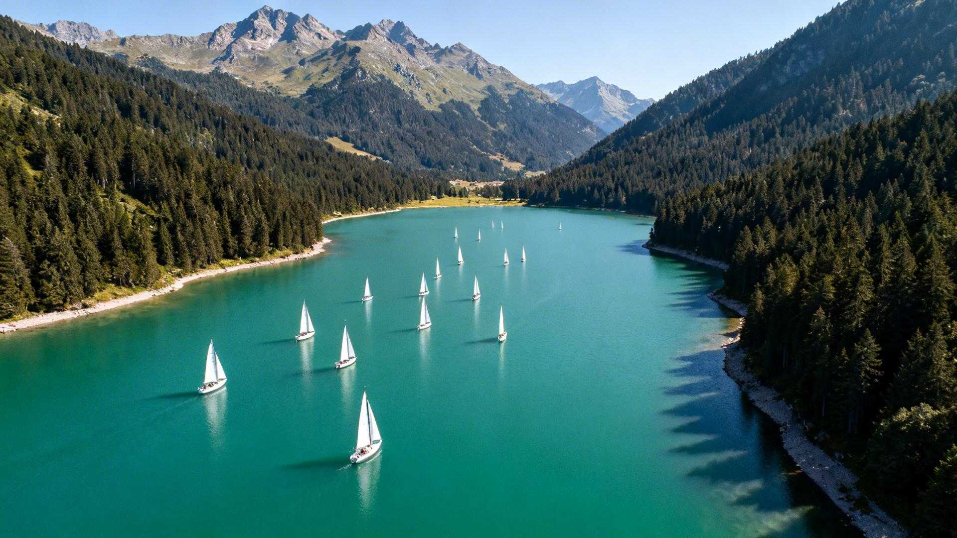 À 1 100 mètres d'altitude, ce lac ardéchois de 50 hectares offre des vents constants pour naviguer toute l'année