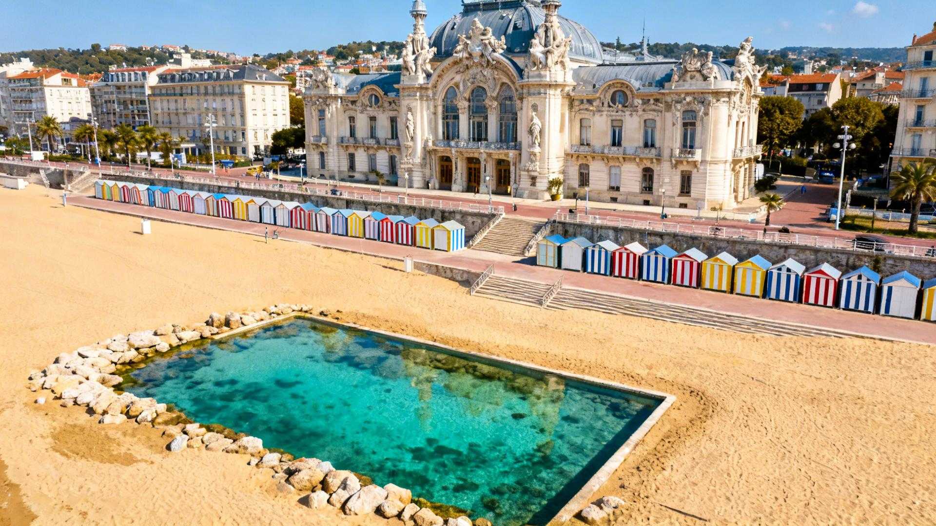 Ce casino de 1911 domine la seule plage Pavillon Bleu où les marées d'Europe créent une piscine naturelle