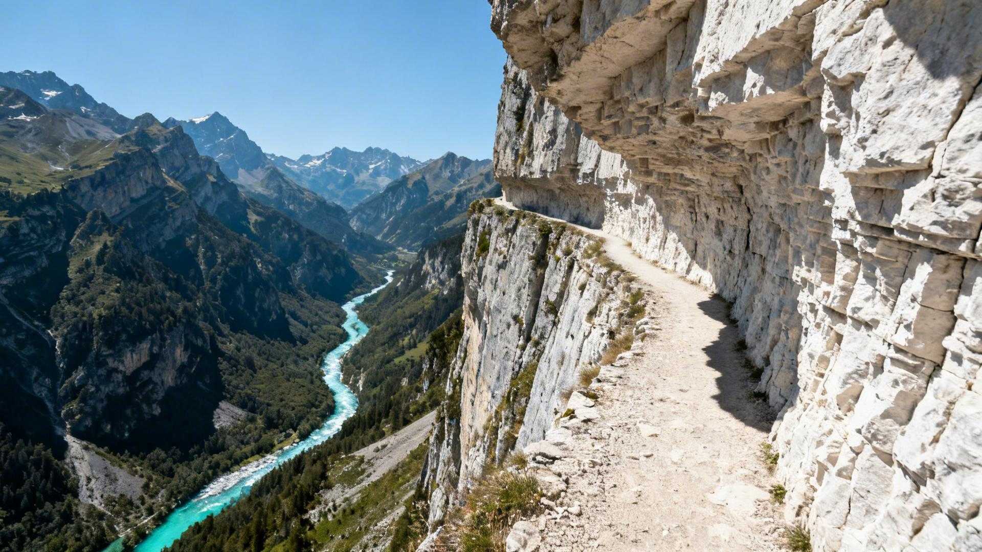 Ce torrent de 58 km garde le seul sentier français creusé dans la falaise