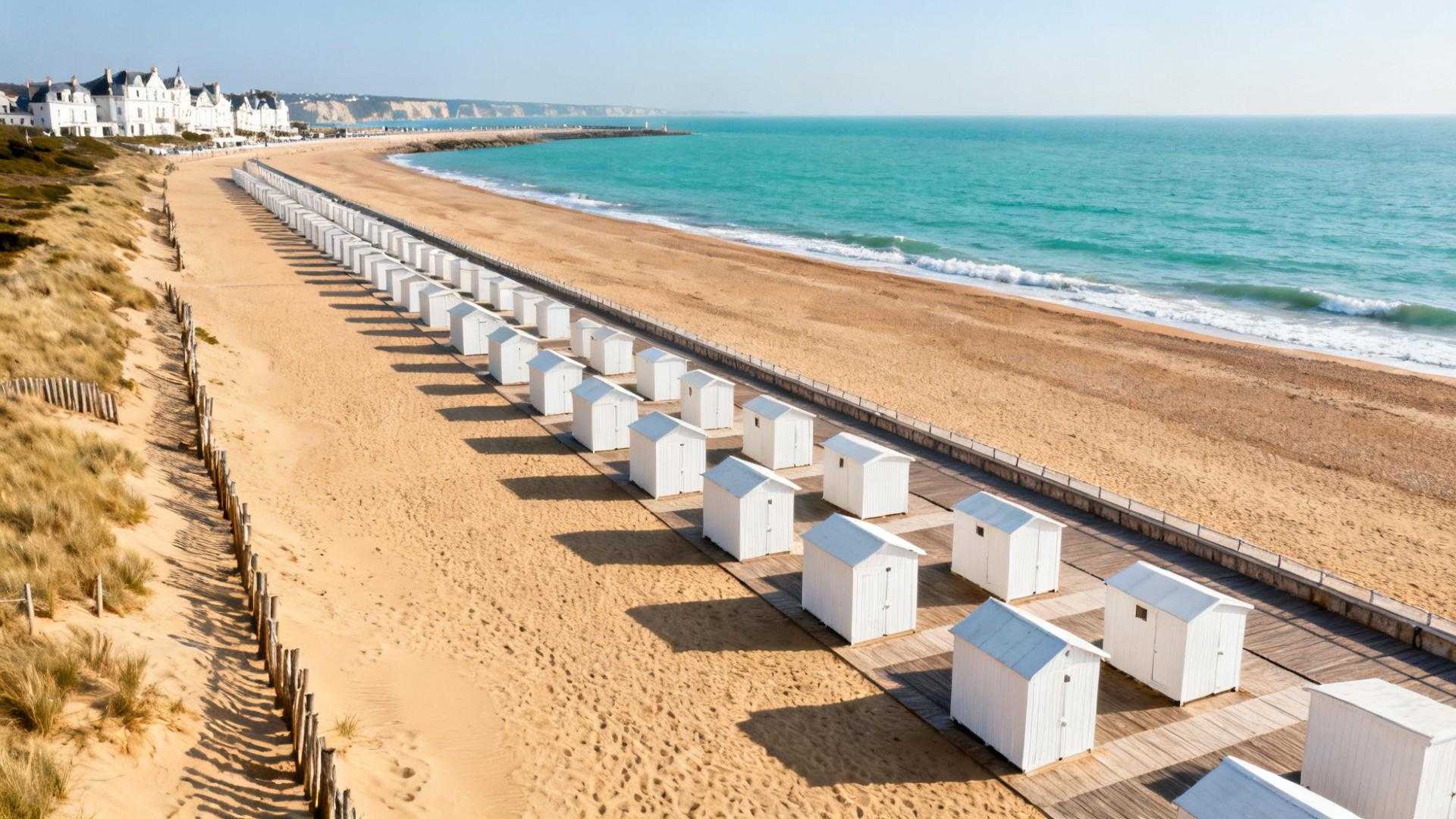 Cette plage de 3 kilomètres coûte 30 % moins cher que Deauville avec 100 cabines blanches
