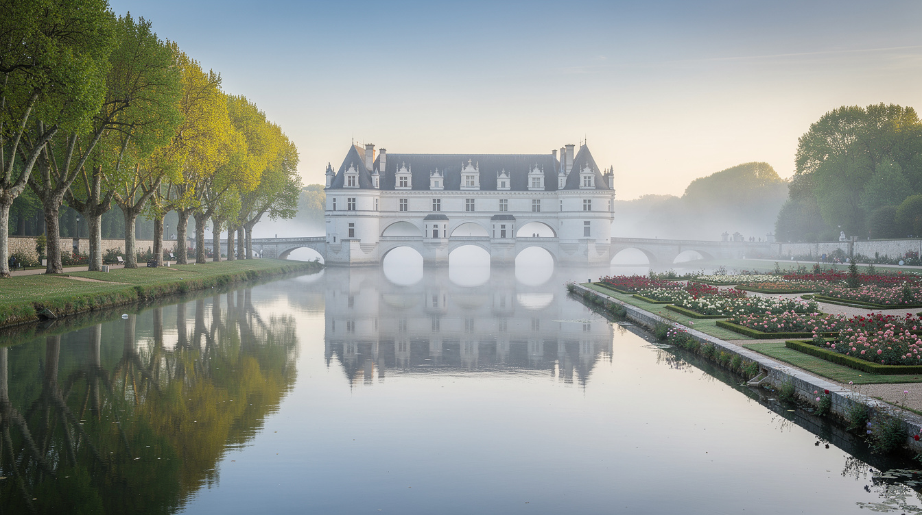 Classé Monument historique depuis 1840, Chenonceau enjambe le Cher dans un silence que juillet efface