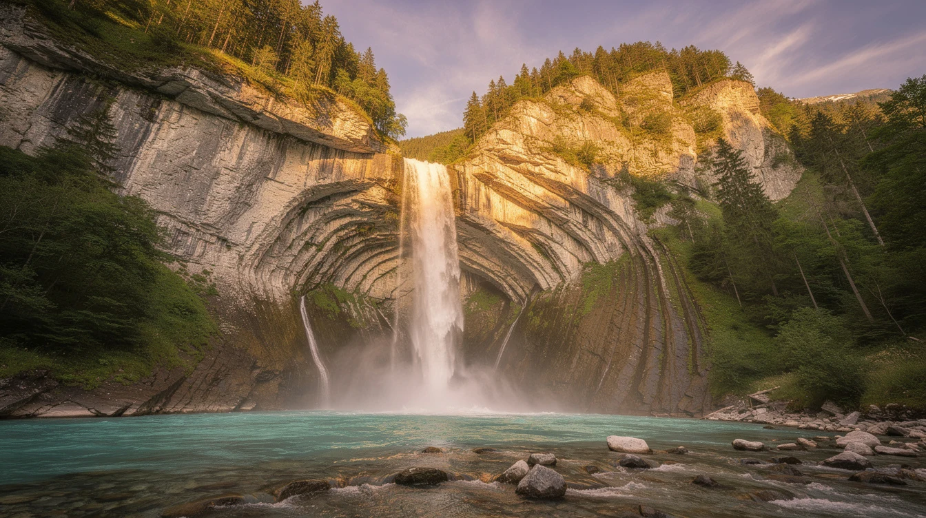 Le seul site de France où une cascade de 270 mètres taille un pli en S dans la roche vivante