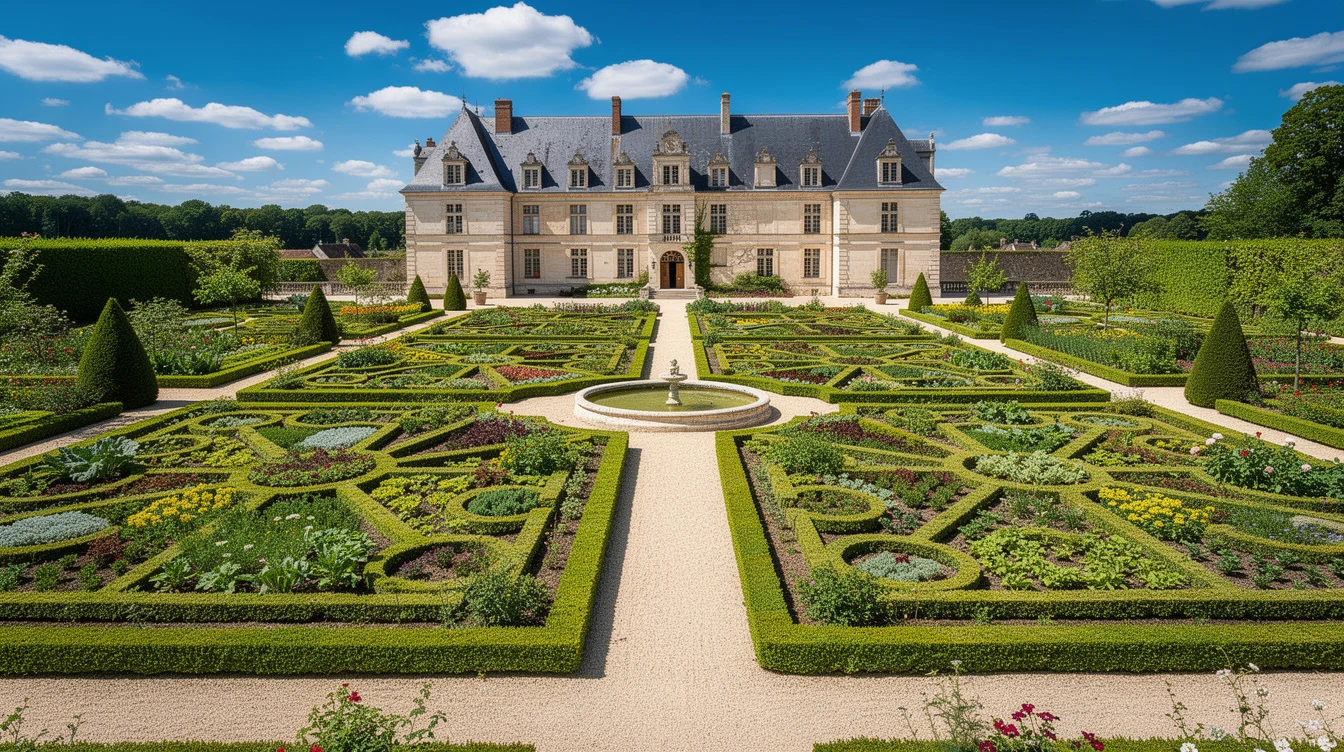 À 16 km de Tours, ce domaine de 17,76 km2 révèle un potager décoratif taillé au cordeau depuis 1532