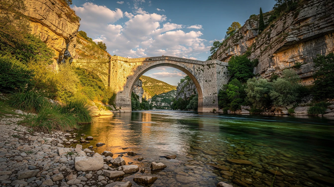 Moins connu que Sainte-Enimie, ce village de 310 habitants abrite un pont de 1350 financé par un pape