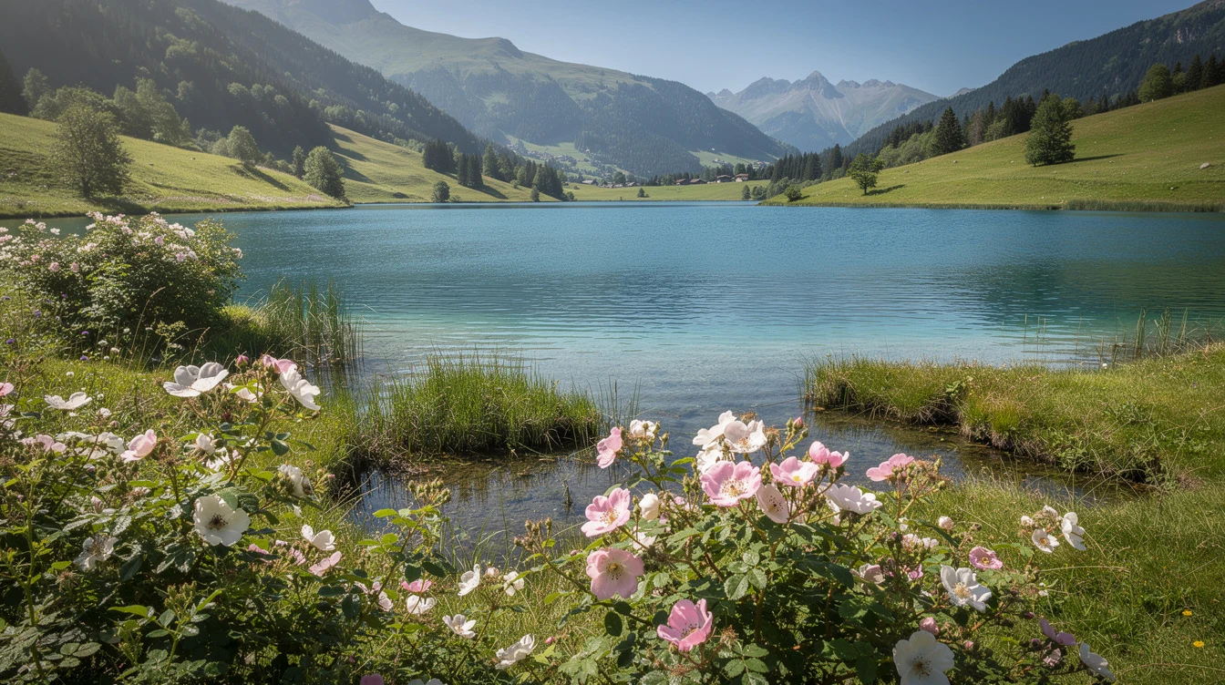 Préservé du tourisme de masse, ce lac savoyard de 22 hectares cultive 6 000 rosiers en pleine eau