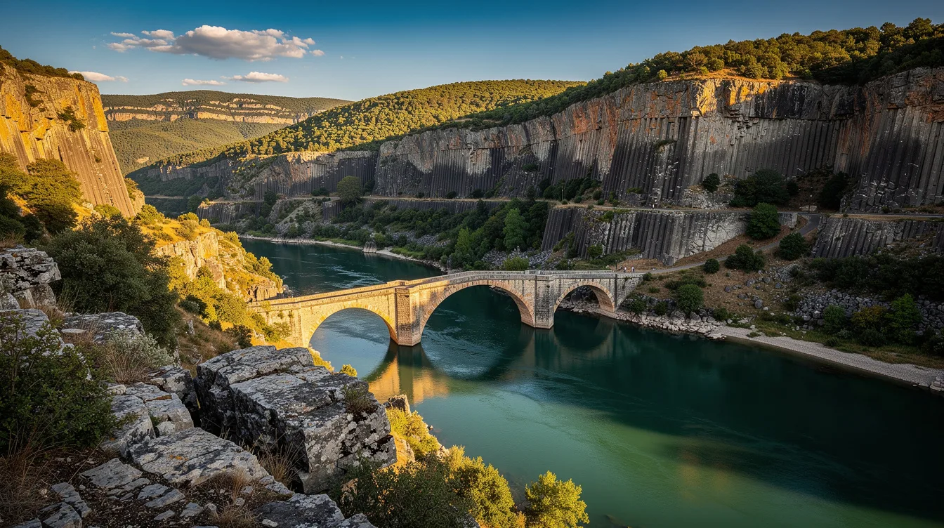 Sur l’Ardèche, ce pont du XVIIIe siècle surplombe un ancien paysage de lave