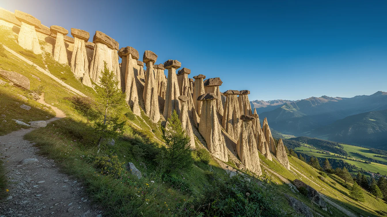Près de Serre-Ponçon, une centaine de colonnes coiffées surgissent au-dessus d’un village