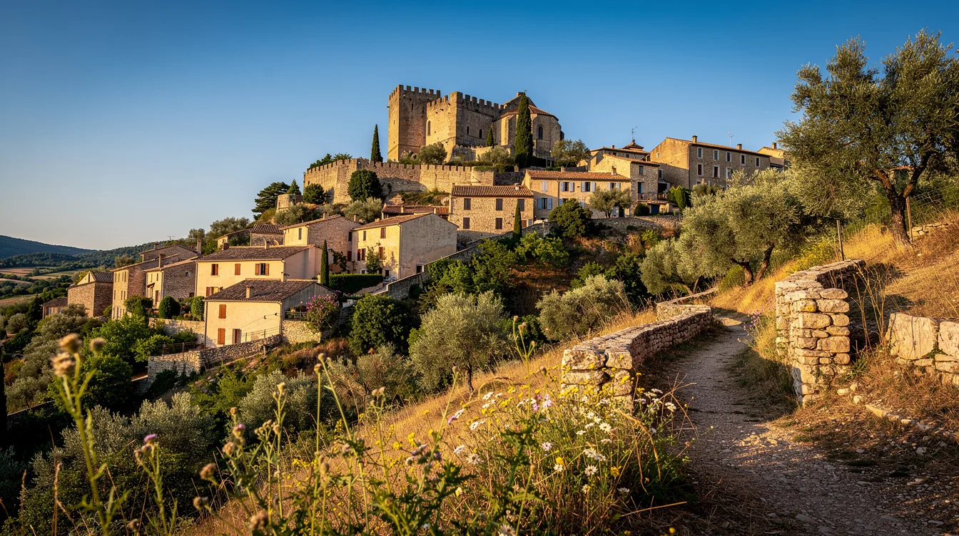 Ce village fortifié, à 20 km de Montélimar, marie château, remparts et vestiges des Hospitaliers