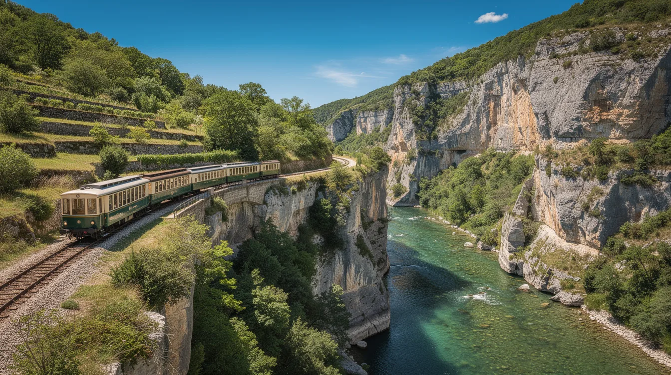 Le seul train de voyageurs d’Ardèche s’accroche aux falaises des gorges du Doux