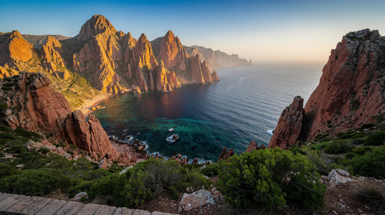 Ce village corse domine la mer de 300 mètres, au cœur de rochers classés à l’Unesco