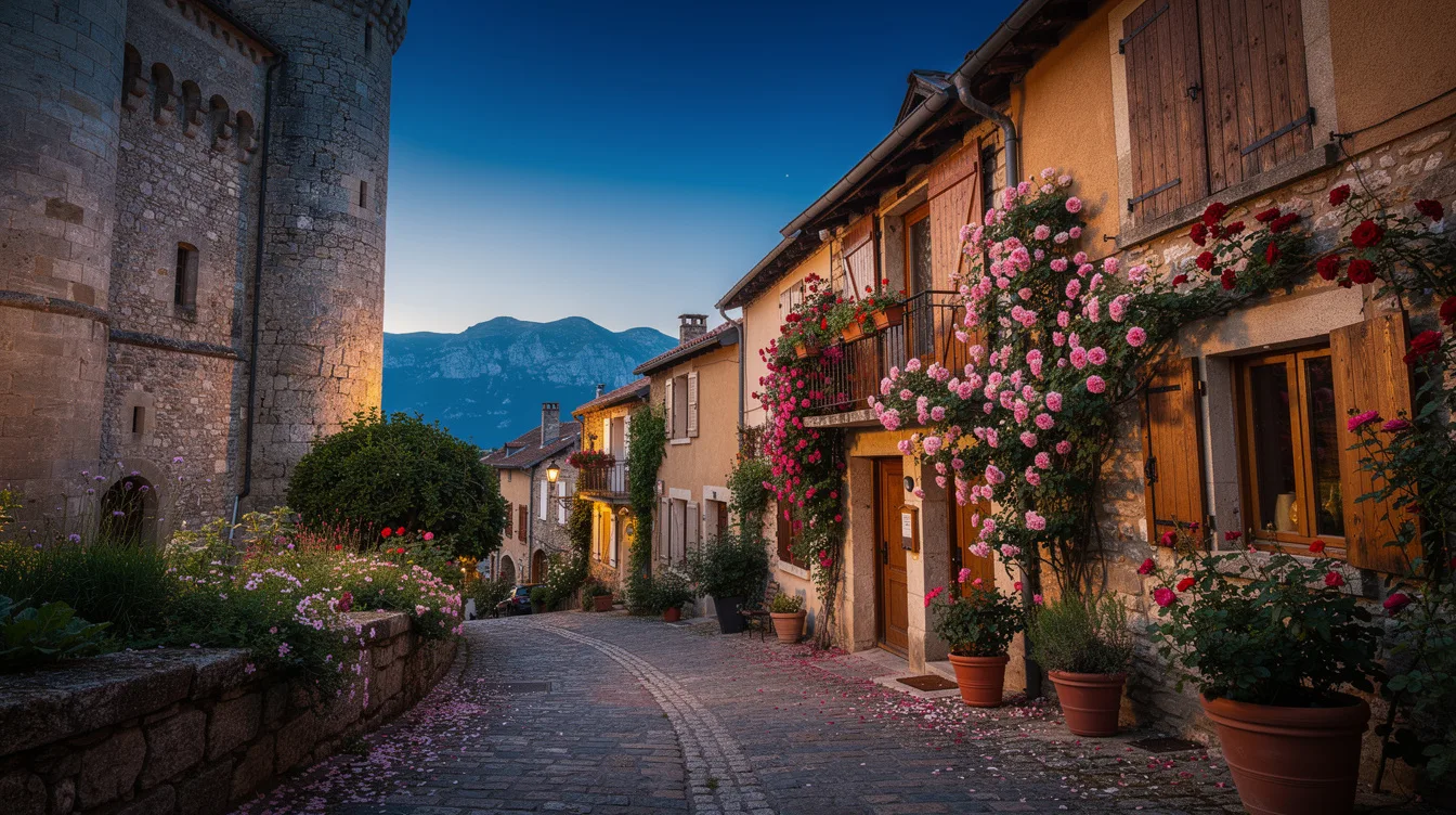 Un ancien prieuré fortifié façonne encore ce village aux façades fleuries d’Ariège