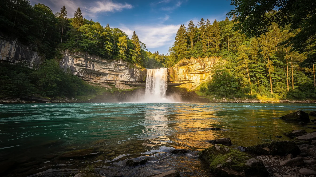 Cette cascade franco-suisse doit son décor à un éboulement vieux de 12 000 ans