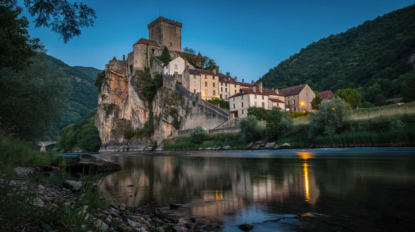 Dans le sud de l’Aveyron, un château fort domine ce village bâti sur un éperon rocheux