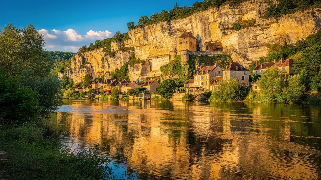 Un fort médiéval est construit dans la falaise de ce village de Dordogne