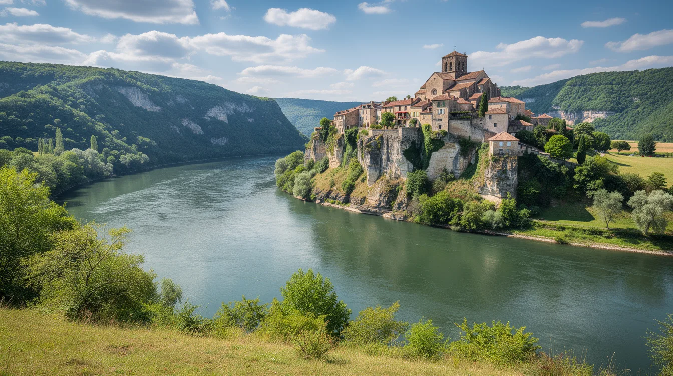 Dominant un méandre du Lot, ce village médiéval grimpe vers les vestiges de son château