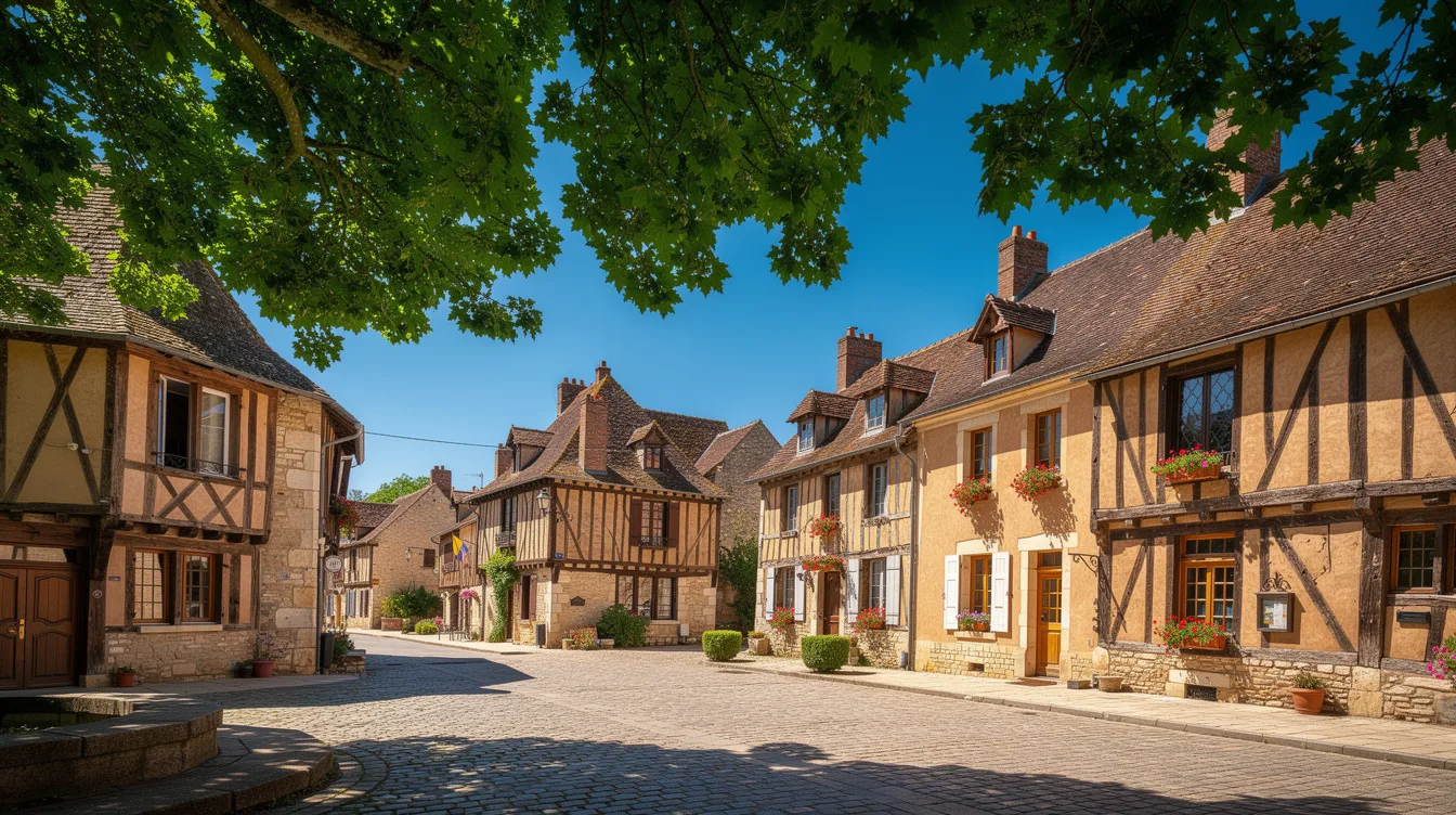 Dans l’Yonne, les maisons à colombages bordent les places de cette cité médiévale