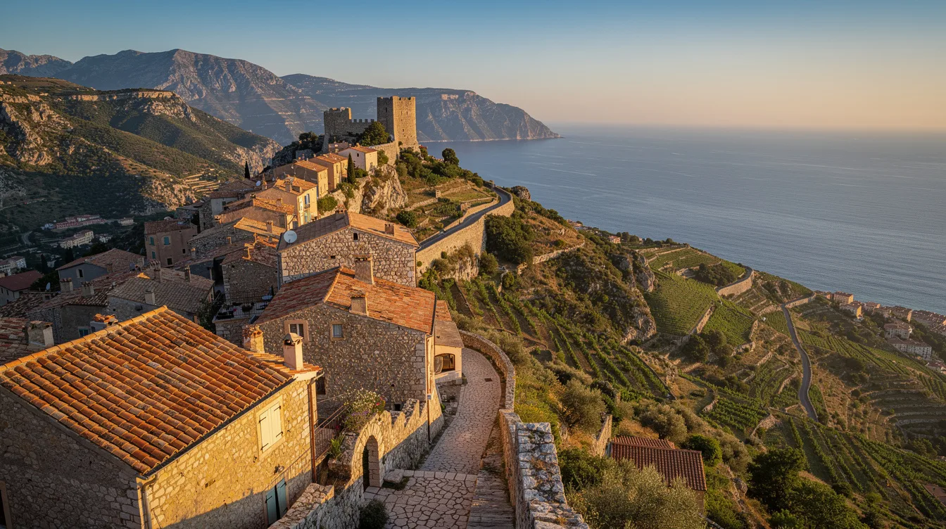 Entre ruelles de pierre et château en ruines, ce village surplombe Menton et le cap Martin