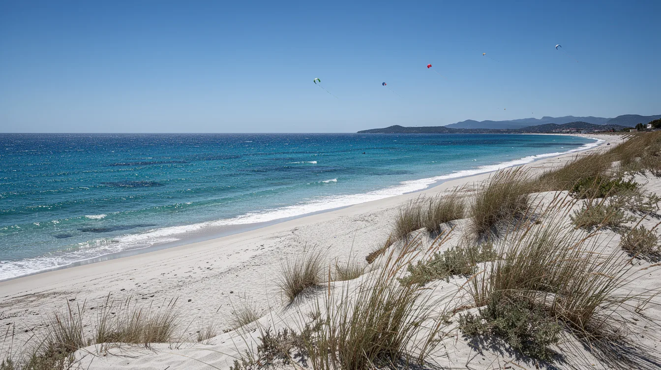 Le long de la Route du Sel, les kitesurfs animent cette plage de Hyères