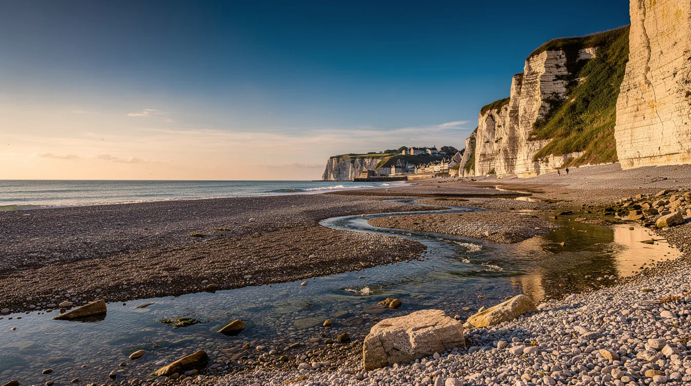 Au pied des falaises, cette plage normande fait apparaître des fontaines d’eau douce