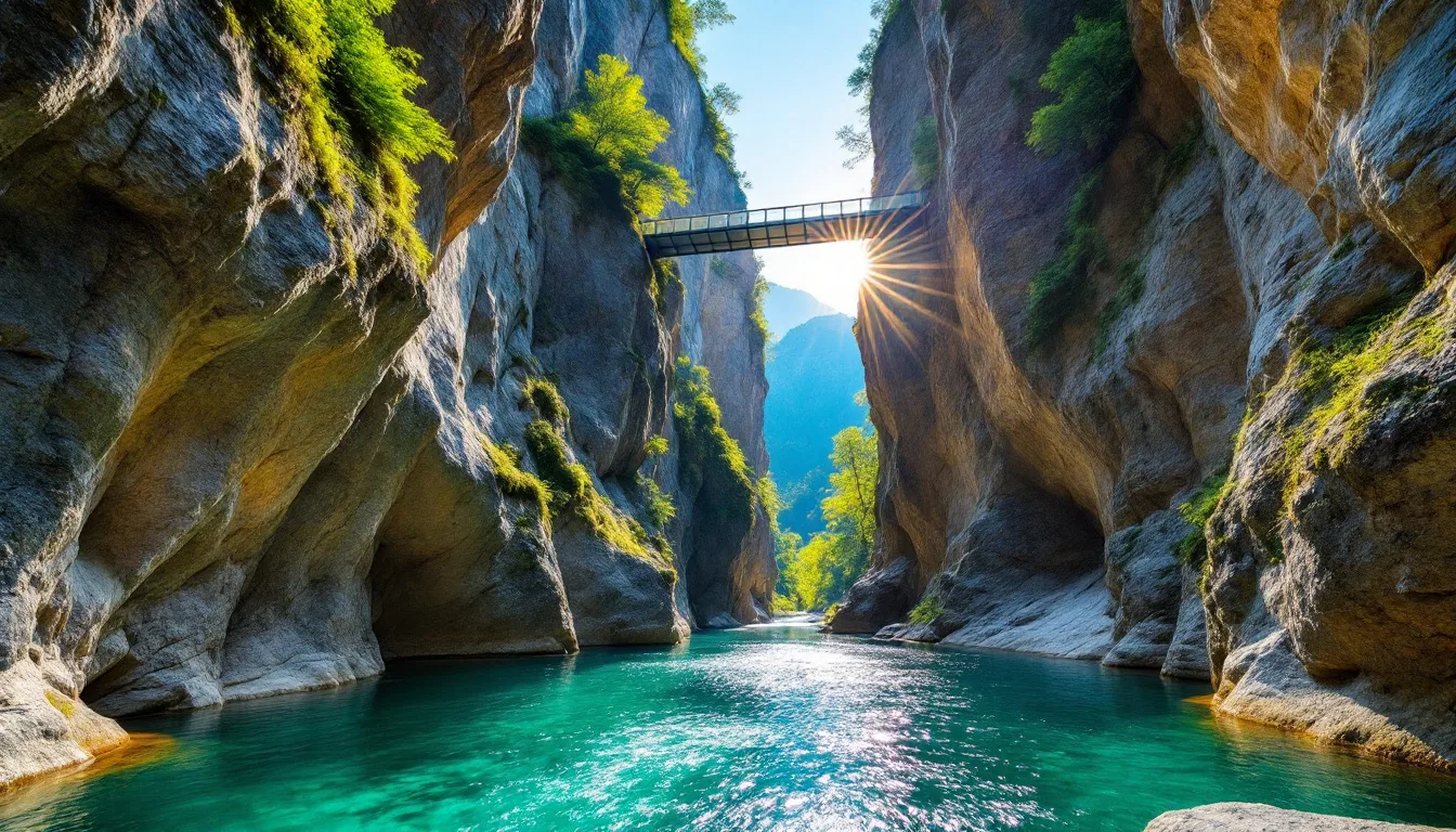 Une passerelle vitrée surplombe à 60 m ce canyon né sous les glaciers