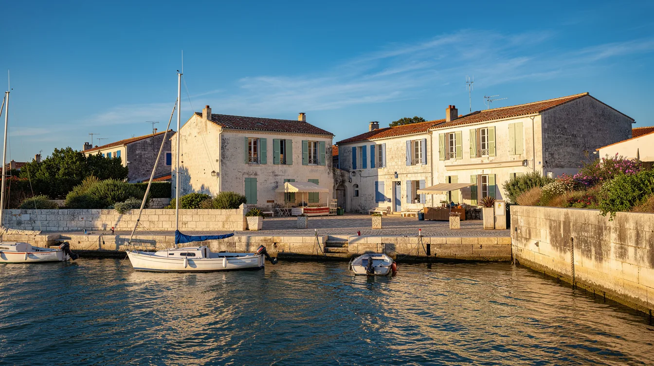 Un marché dans une cour pavée : cette escale de l’île de Ré garde son décor d’antan